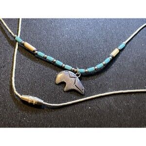 14in 925 Liquid Silver With Turquoise Native Bear With Barell Clasp